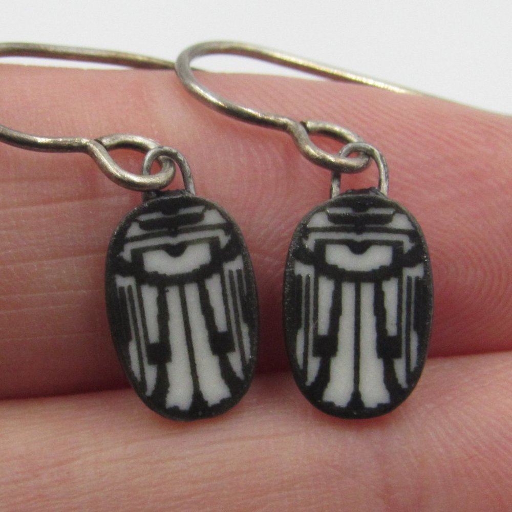 Sterling Silver Tiny Odd Design Earrings Vintage - image 1